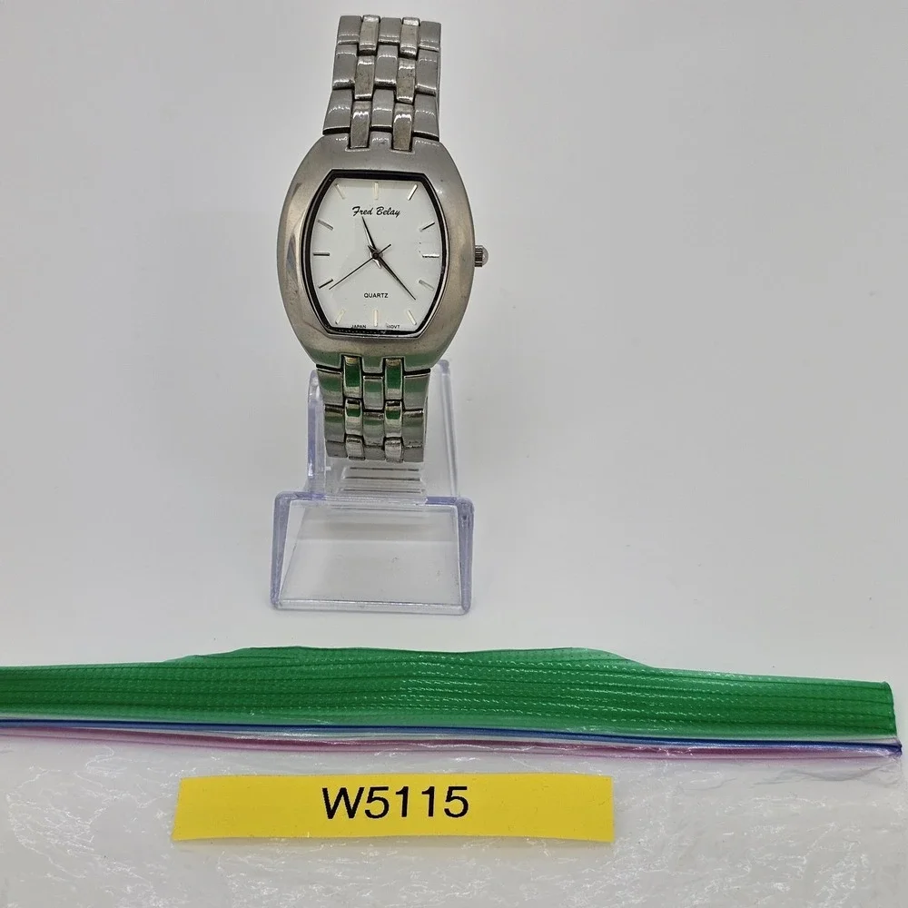 Fred Belay Men's Watch 37MM White‎ Dial Gray Bracelet Band 7.5